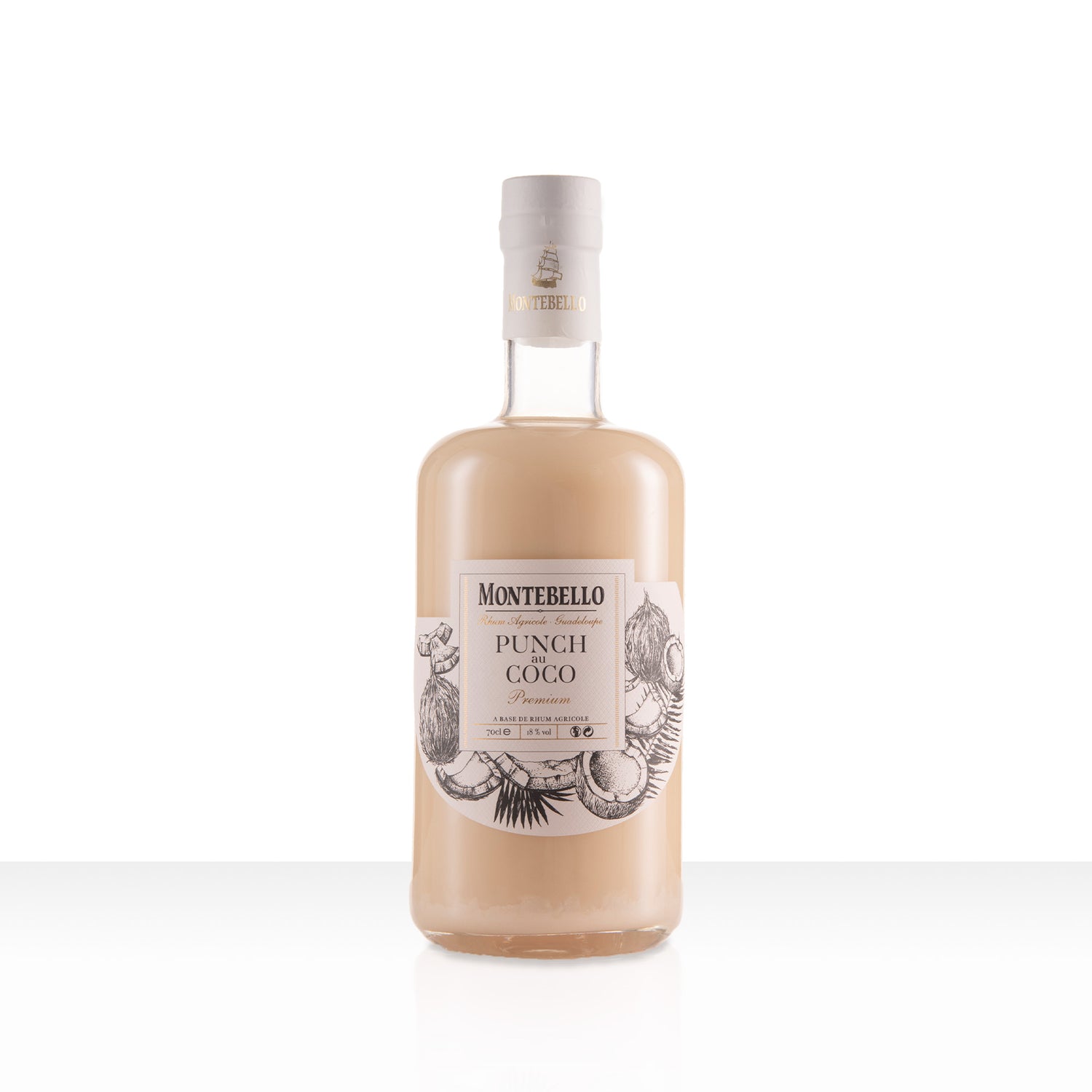 Punch Coco Montebello - Liqueur de Rhum Agricole de Guadeloupe | 18% vol | 70cl