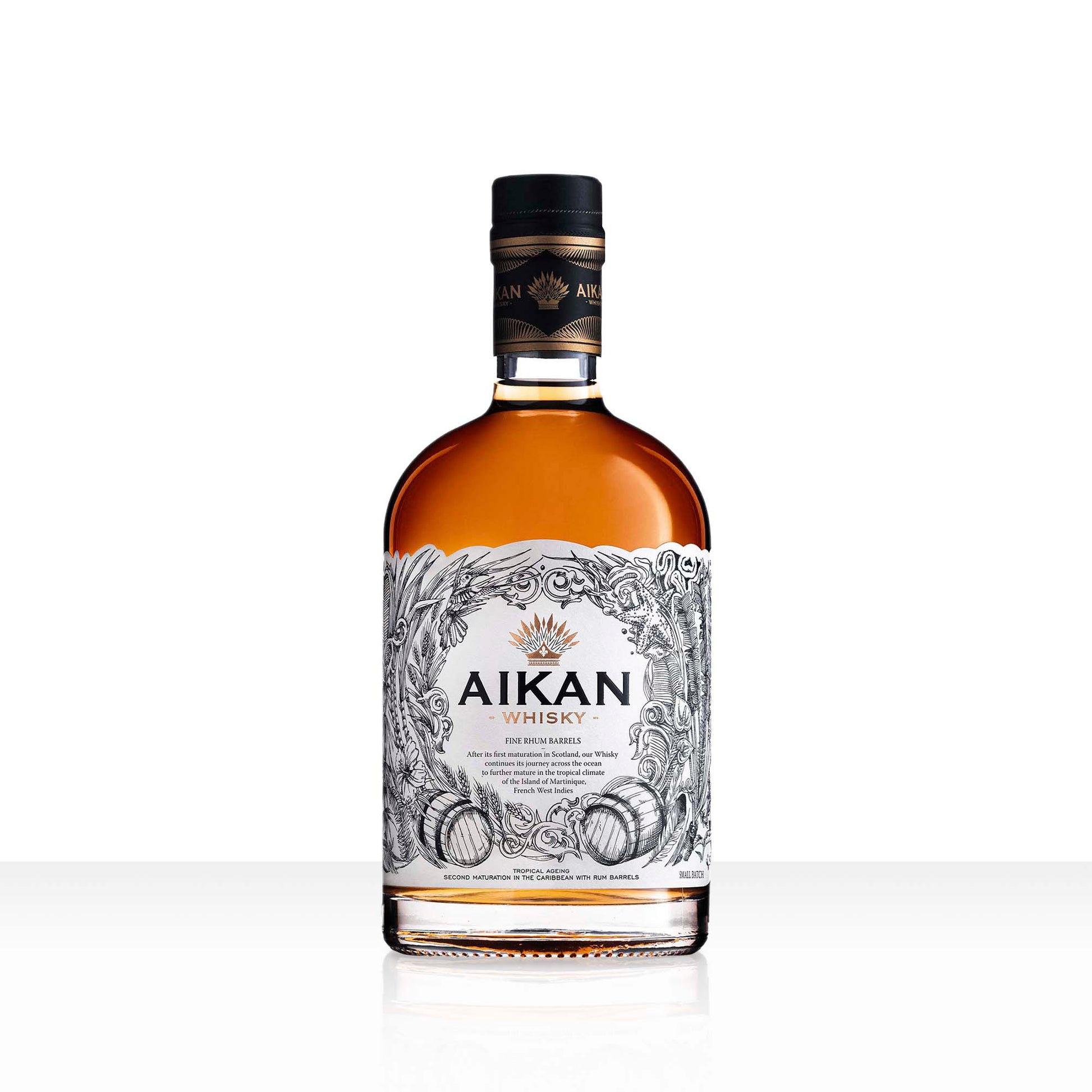 AIKAN FINE Rhum Barrels Whisky - Blended Écossais Affiné en Fûts de Rhum| 43% vol | 50cl