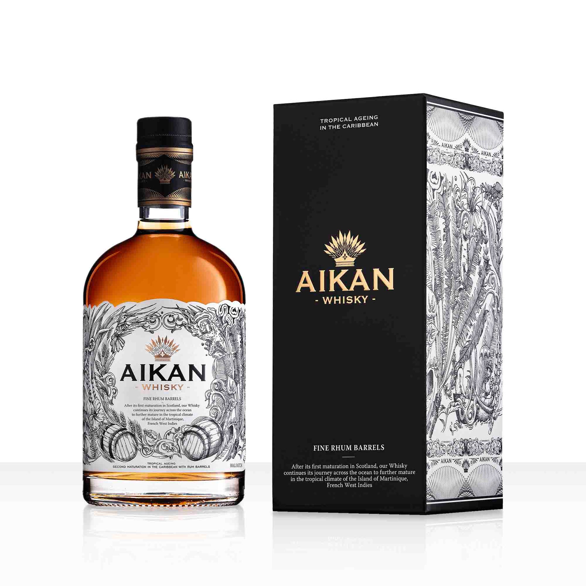 AIKAN FINE Rhum Barrels Whisky - Blended Écossais Affiné en Fûts de Rhum| 43% vol | 50cl