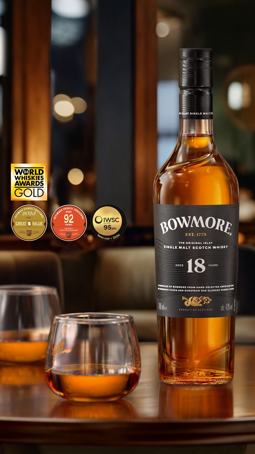 Bowmore 18 ans Single Malt Scotch Whisky Écossais | 43% vol | 70cl