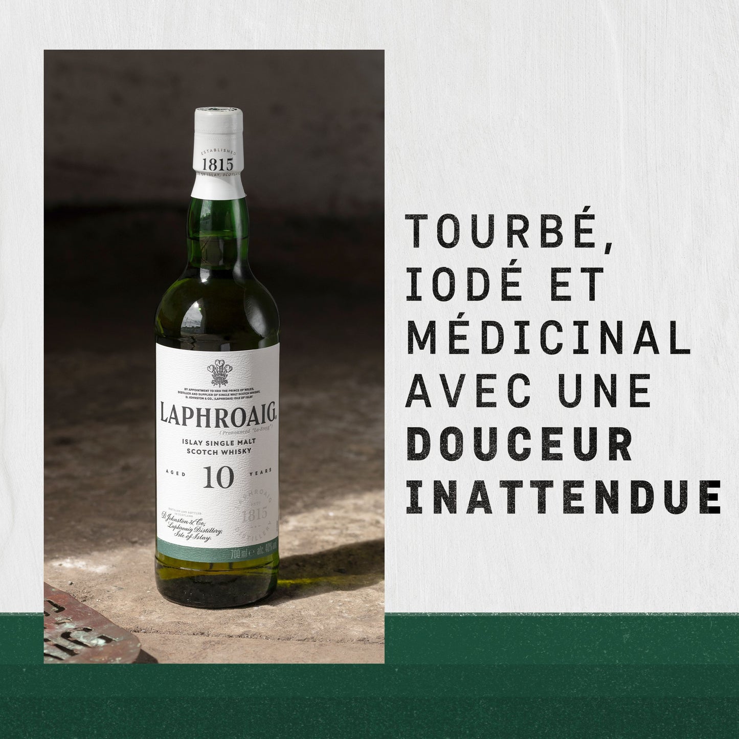 Laphroaig 10 ans Islay Single Malt Scotch Whisky avec Étui| 40% vol | 70cl
